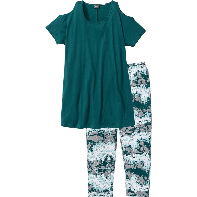 bpc bonprix collection Bonprix - Pyjama corsaire pétrole manches courtes pour femme