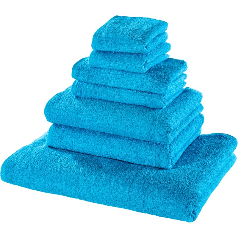 bpc living Bonprix - Serviettes de toilette (Ens. 7 pces.) bleu pour maison