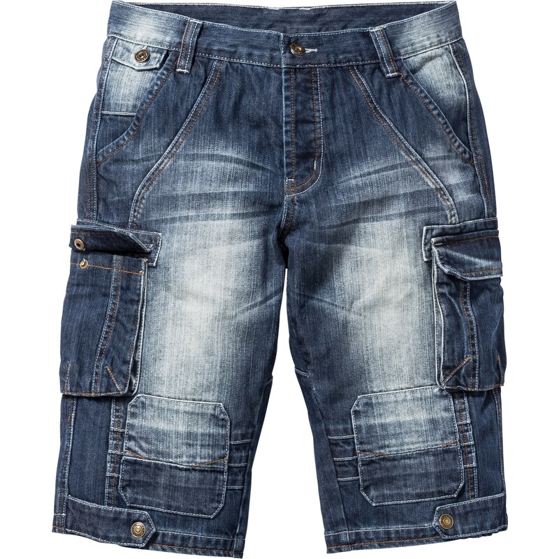 RAINBOW Bonprix - Bermuda long en jean Regular Fit bleu pour homme
