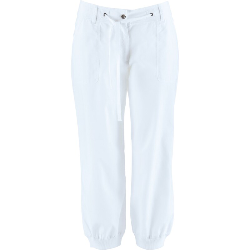 bpc bonprix collection Pantalon en lin 3/4 blanc femme - bonprix