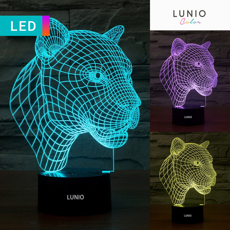 Lunio Color Lampe LED illusion 3D forme léopard
