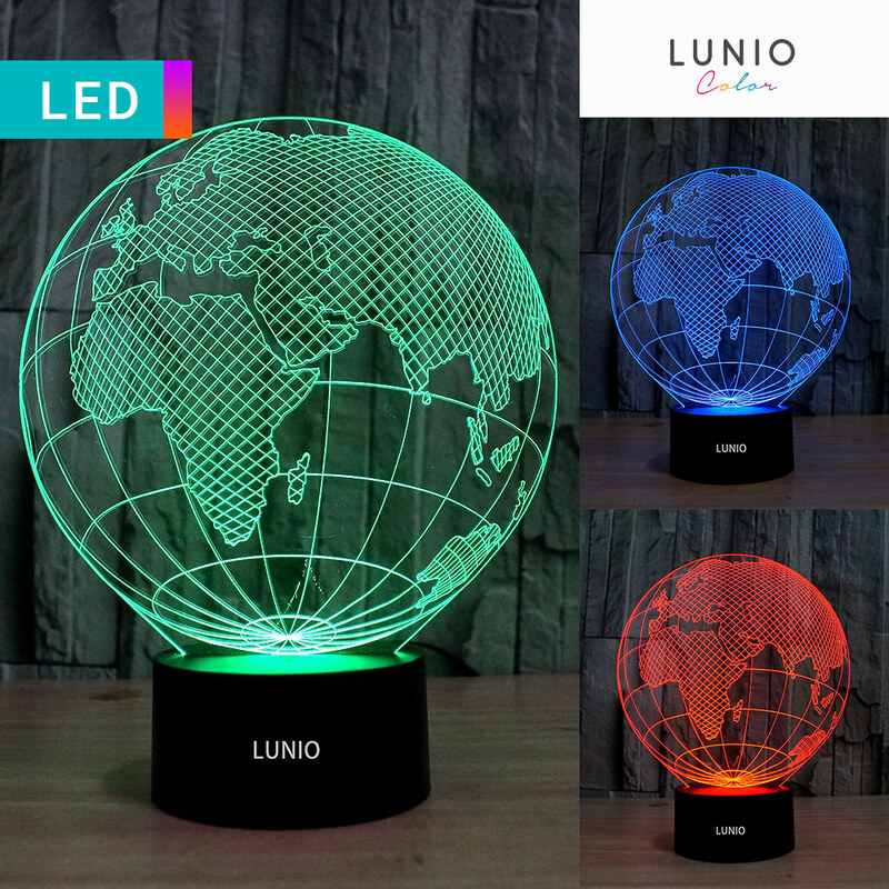 Lunio Color Lampe LED illusion 3D forme globe