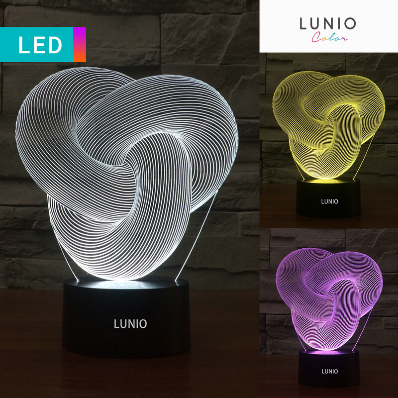 Lunio Color Lampe LED illusion 3D forme noeud
