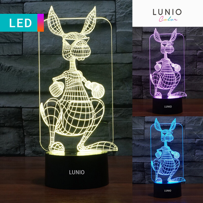 Lunio Color Lampe LED illusion 3D forme kangourou