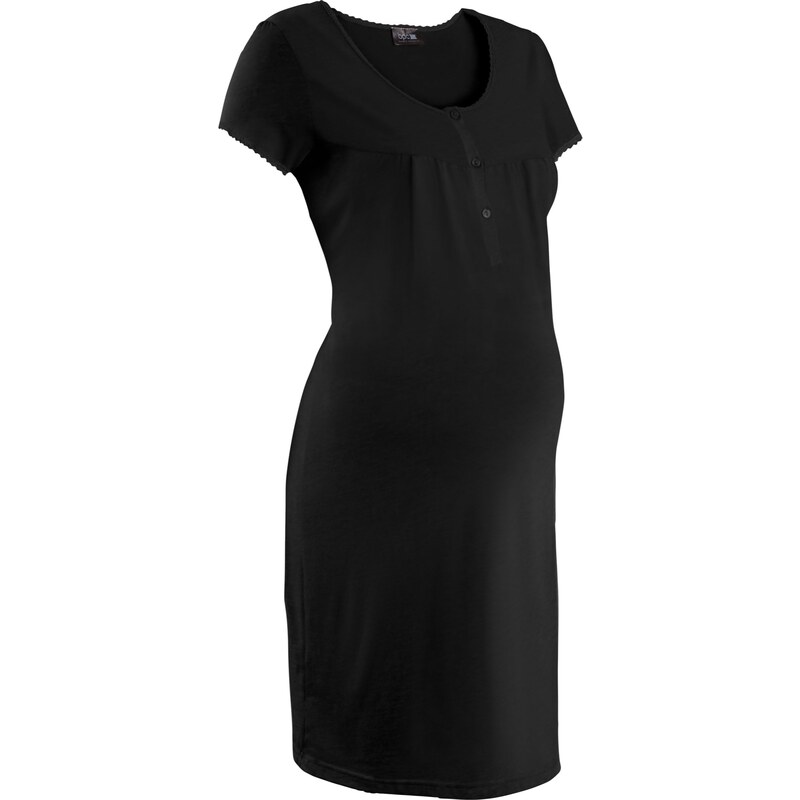 bpc bonprix collection - Nice Size Bonprix - Chemise de nuit de grossesse noir manches courtes pour femme