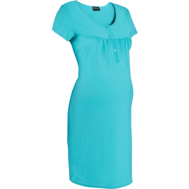 bpc bonprix collection - Nice Size Bonprix - Chemise de nuit de grossesse bleu manches courtes pour femme