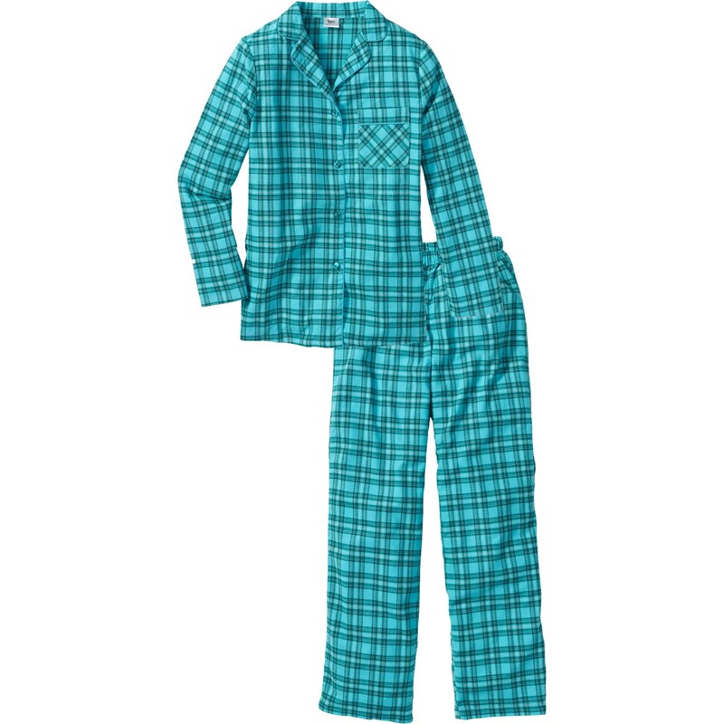 bpc bonprix collection Bonprix - Pyjama en flanelle gris manches longues pour femme