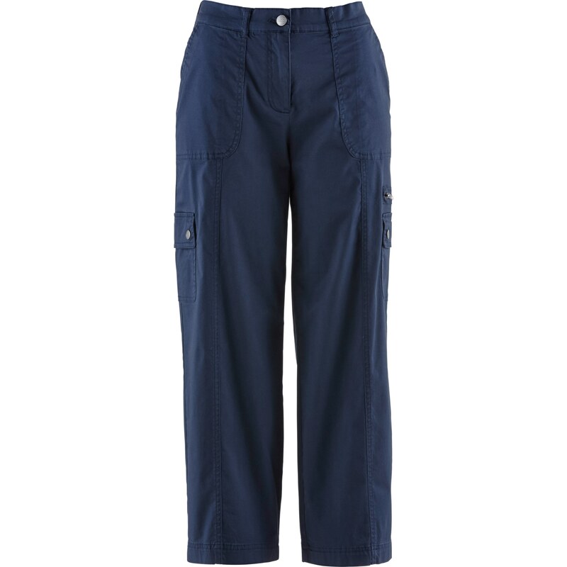 bpc bonprix collection Bonprix - Pantalon 7/8 effet paper touch, jambes amples bleu pour femme