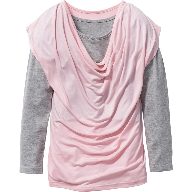 bpc bonprix collection Bonprix - T-shirt avec encolure bénitier rose manches longues pour enfant