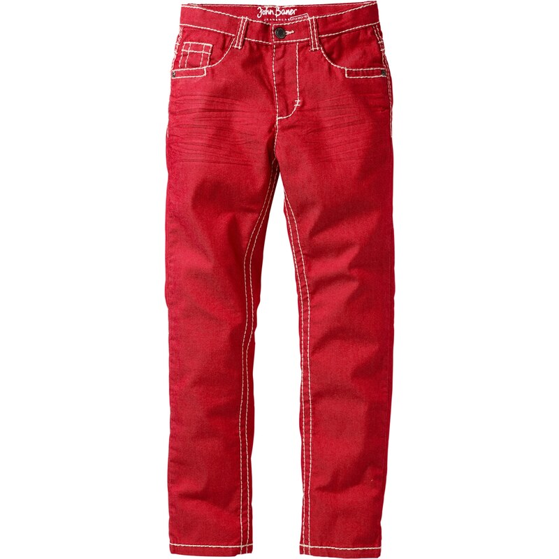 John Baner JEANSWEAR Bonprix - Pantalon slim avec effets froissés rouge pour enfant