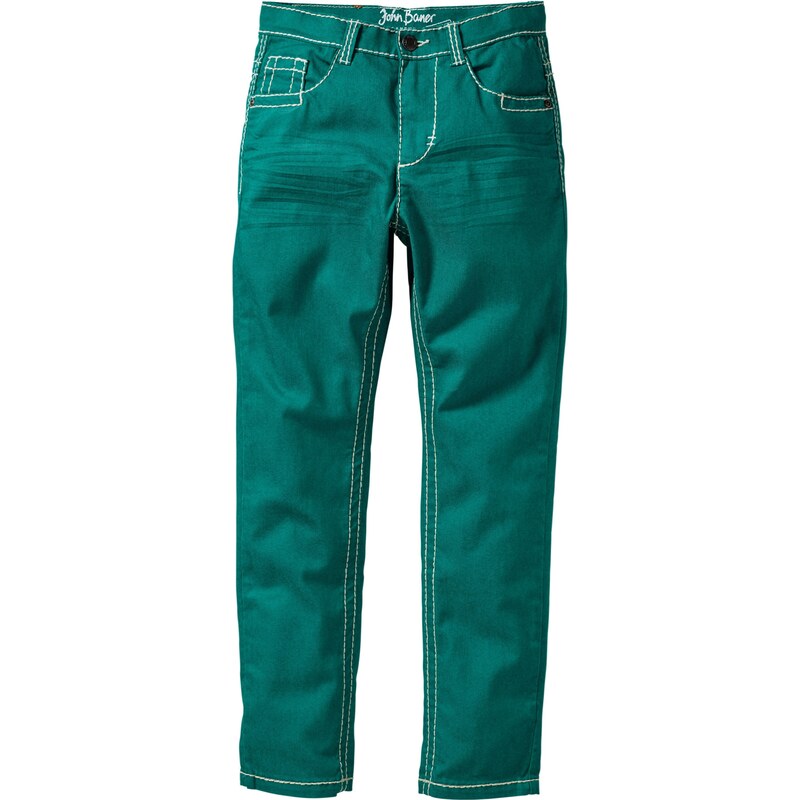 John Baner JEANSWEAR Bonprix - Pantalon slim avec effets froissés vert pour enfant