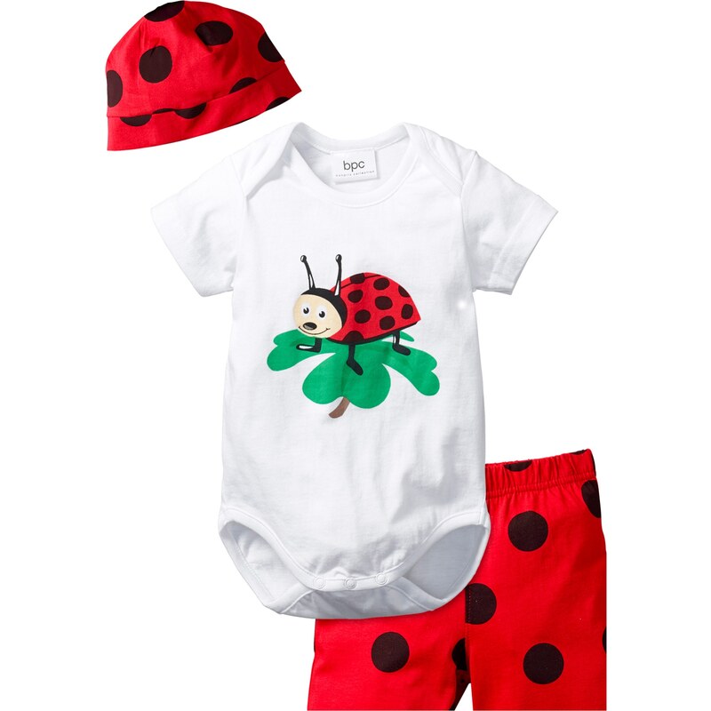 bpc bonprix collection Body bébé + short + bonnet (Ens. 3 pces.) coton bio rouge manches courtes enfant - bonprix
