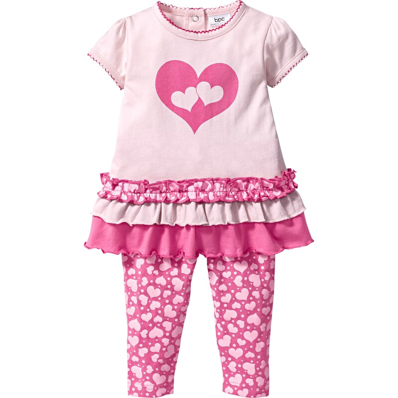 bpc bonprix collection T-shirt bébé + legging (Ens. 2 pces.) en coton bio rose manches courtes enfant - bonprix