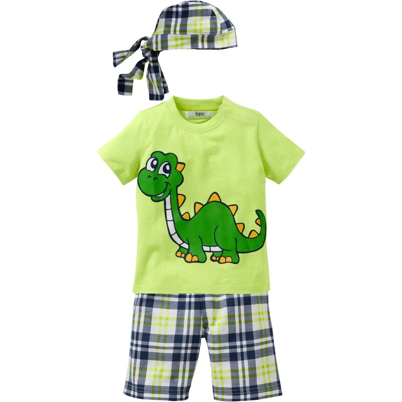 bpc bonprix collection T-shirt + bermuda + bandana bébé (Ens. 3 pces.) vert manches courtes enfant - bonprix