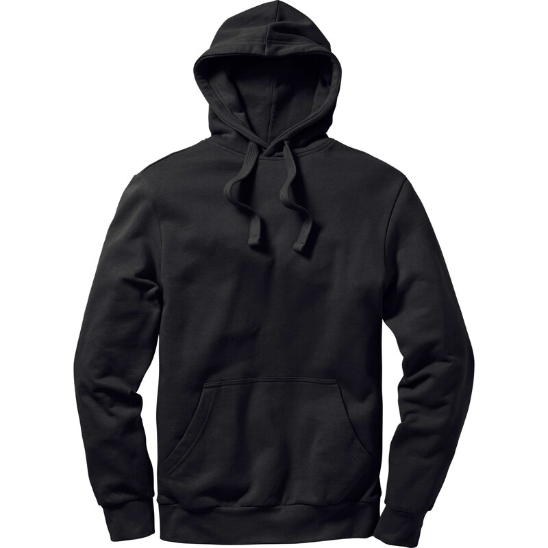 Bonprix - Sweatshirt à capuche regular fit noir manches longues pour homme