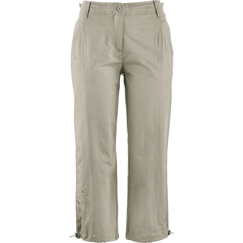 bpc bonprix collection Bonprix - Pantalon 3/4 brodé beige pour femme