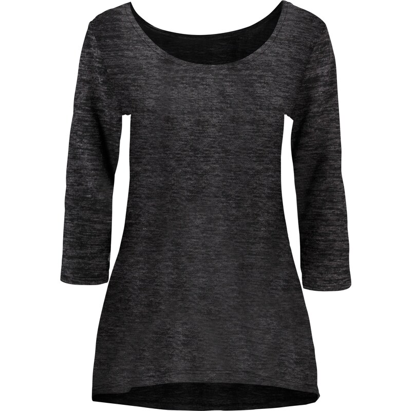 BODYFLIRT Bonprix - T-shirt manches 3/4 gris pour femme