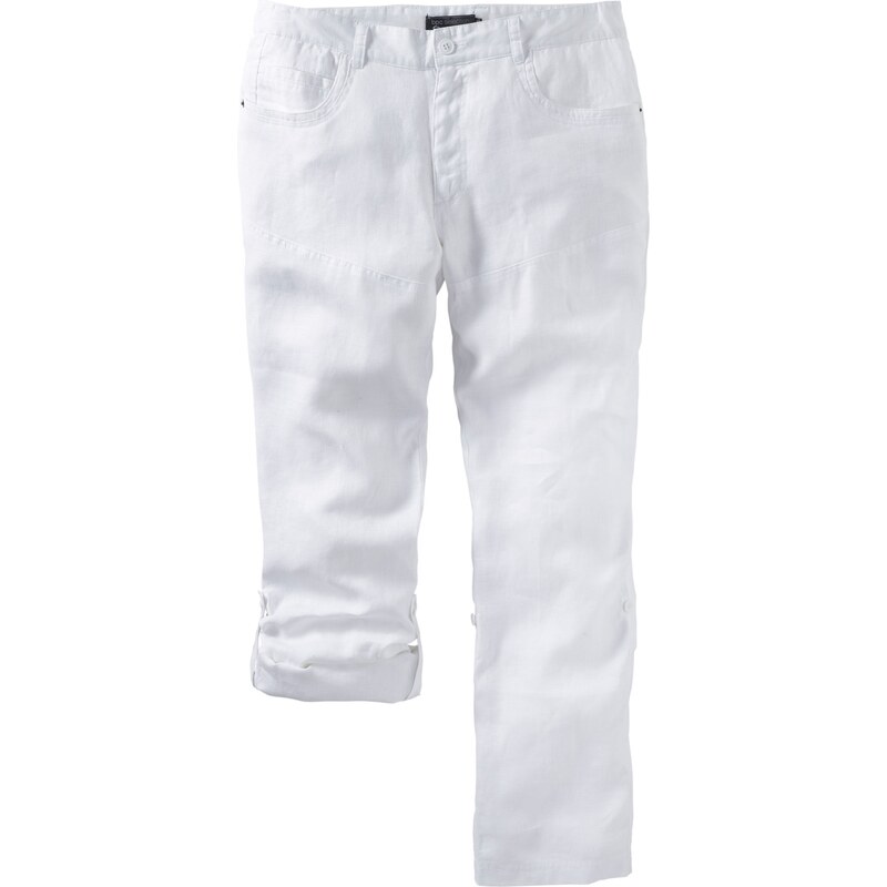 bpc selection Bonprix - Pantalon lin Regular Fit, longueur modulable blanc pour homme