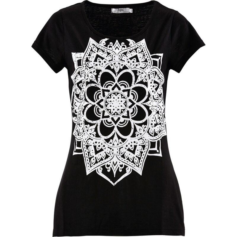 bpc bonprix collection Bonprix - T-shirt fil flammé manches courtes noir pour femme
