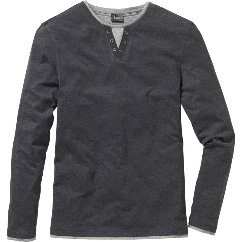 bpc bonprix collection Bonprix - T-shirt manches longues style 2en1 Regular Fit gris pour homme