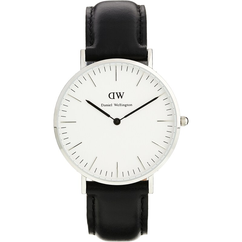 Daniel Wellington - Sheffield - Grande montre classique à bordure argentée et bracelet noir - Noir