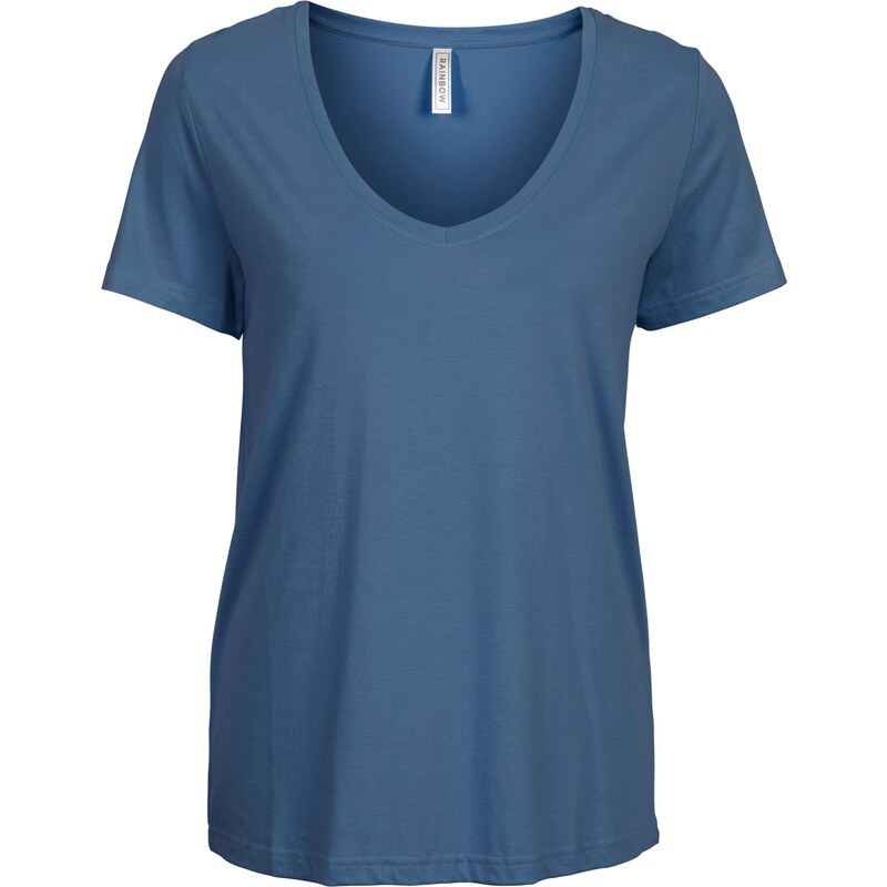 RAINBOW Bonprix - T-shirt bleu manches courtes pour femme