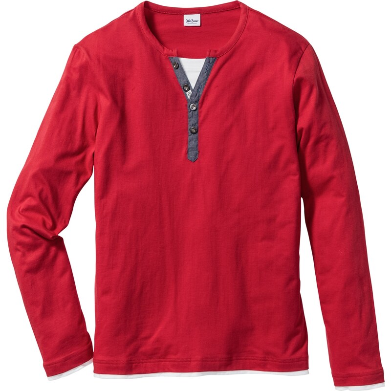 John Baner JEANSWEAR Bonprix - T-shirt manches longues Regular Fit rouge pour homme