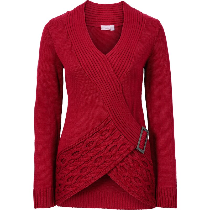 BODYFLIRT boutique Bonprix - Pull en maille rouge manches longues pour femme