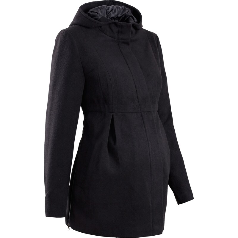 bpc bonprix collection Bonprix - Manteau de grossesse avec capuche, ajustable noir manches longues pour femme
