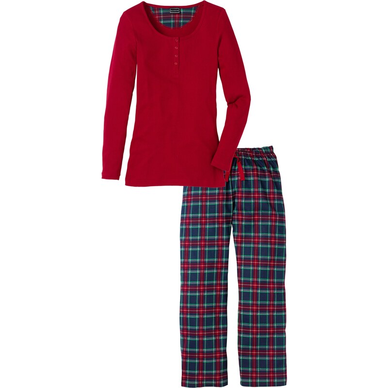 RAINBOW Bonprix - Pyjama rouge manches longues pour femme