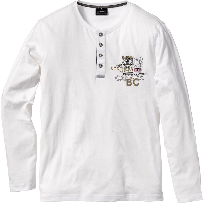 bpc selection Bonprix - T-shirt manches longues Regular Fit blanc pour homme