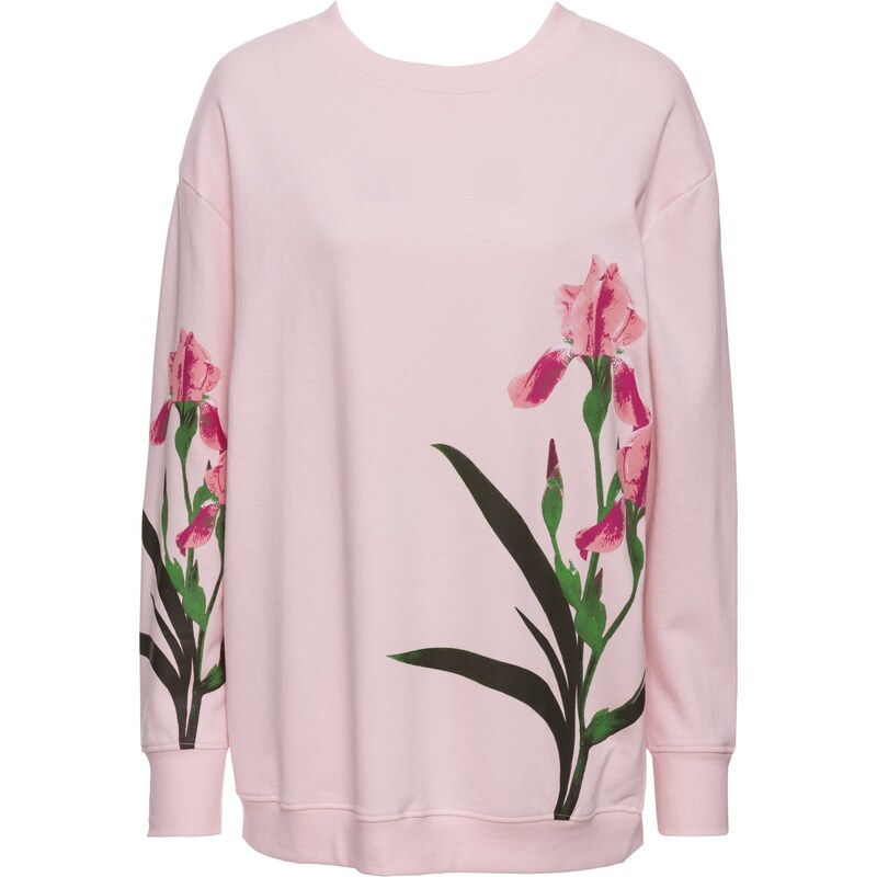 RAINBOW Bonprix - Sweat-shirt avec fleurs rose manches longues pour femme