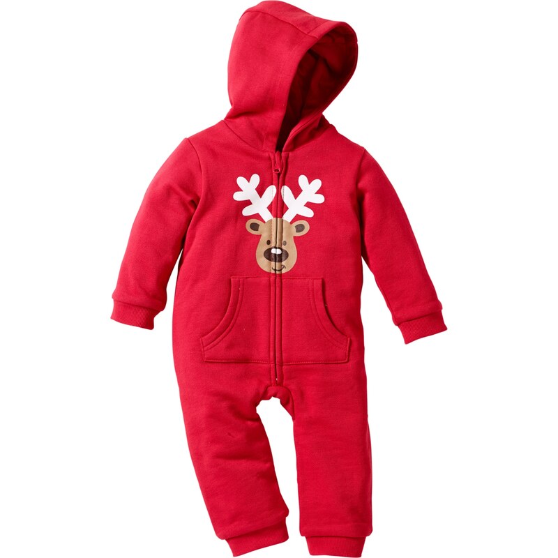 bpc bonprix collection Bonprix - Combinaison sweat-shirt bébé en coton bio rouge manches longues pour enfant