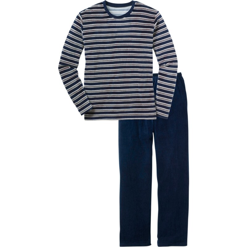 bpc bonprix collection Bonprix - Pyjama en velours bleu manches longues pour homme
