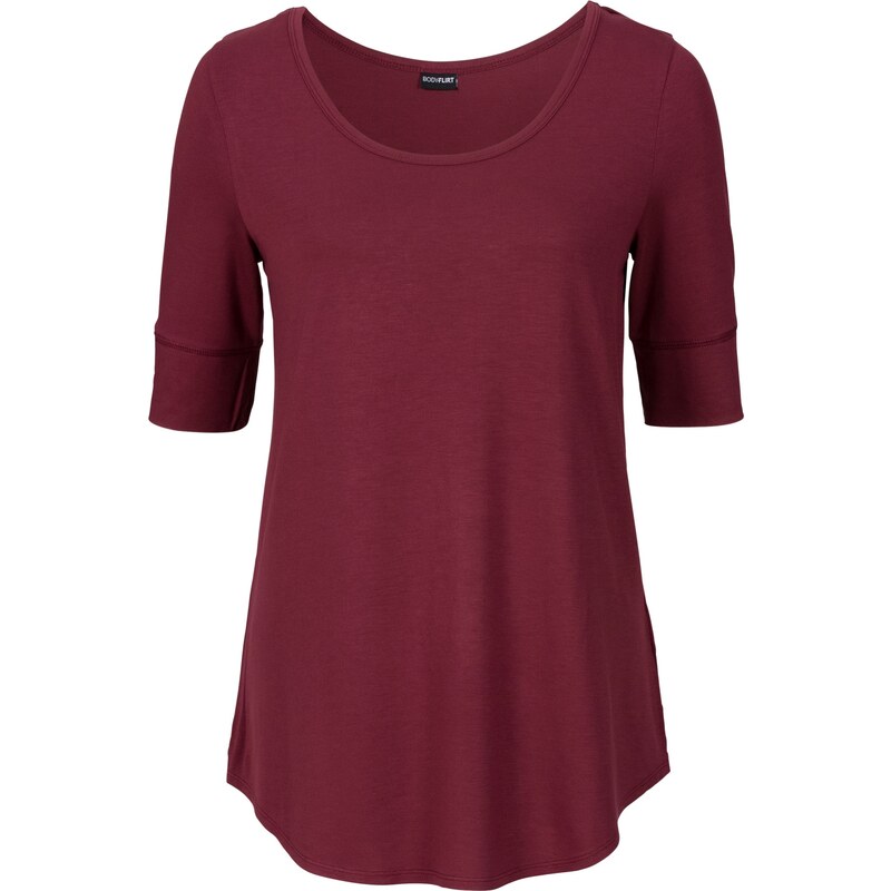 BODYFLIRT Bonprix - T-shirt rouge manches 3/4 pour femme