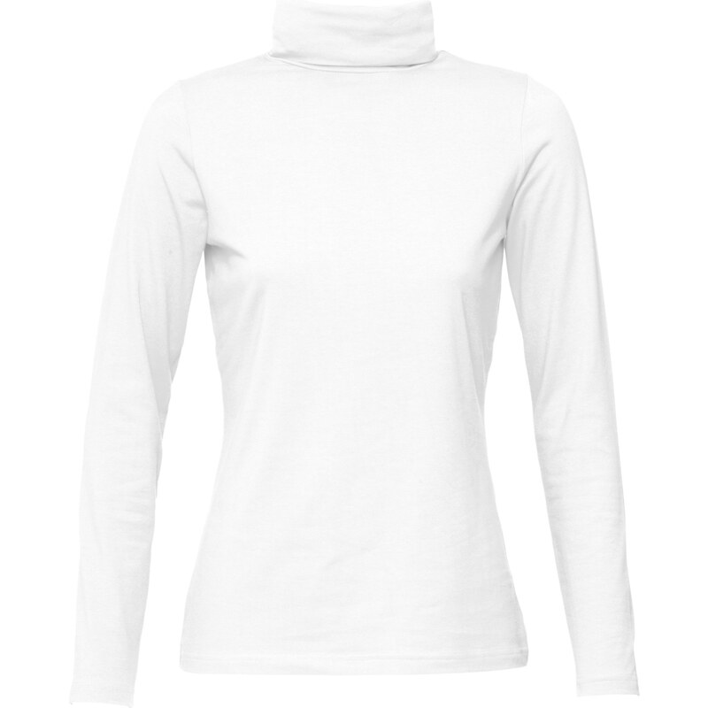 bpc bonprix collection Bonprix - T-shirt col roulé extensible, manches longues blanc pour femme