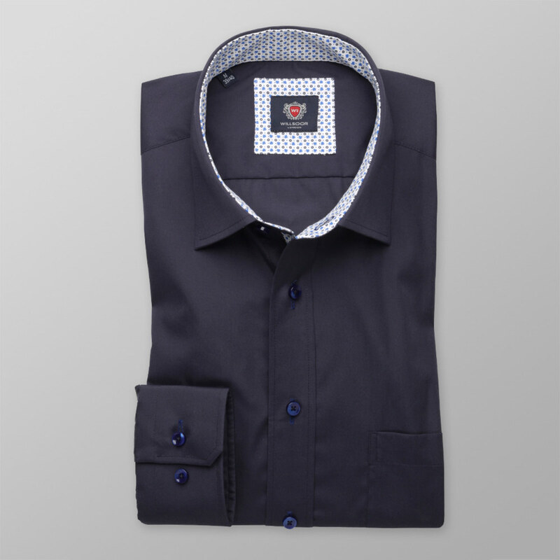 Willsoor Hommes coupe slim chemise Londres (tous la taille) 8378 dans le noir couleur bleue