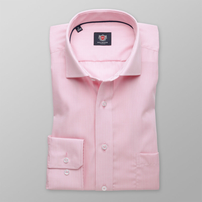 Willsoor Hommes coupe slim chemise Londres (la taille 176-182) 8392 en rose couleur avec réglage 2W Plus