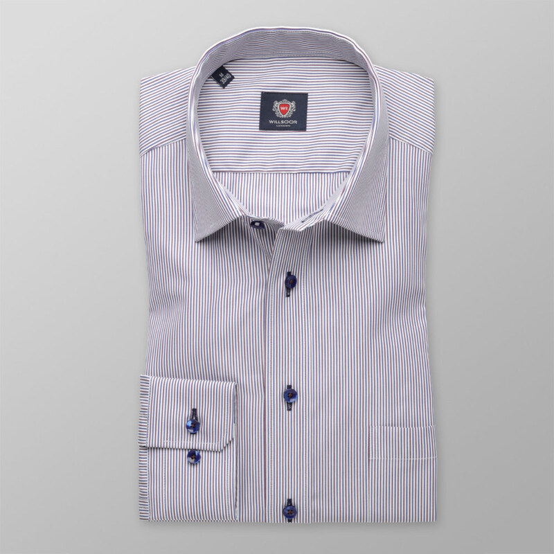 Willsoor Hommes coupe slim chemise Londres (la taille 176-182) 8396 en blanc couleur avec réglage facile se soucier