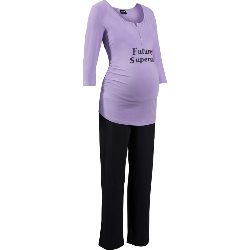 bpc bonprix collection - Nice Size Bonprix - Pyjama d'allaitement (Ens. 2 pces.) violet manches 3/4 pour femme