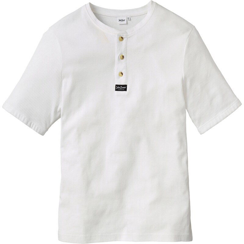 John Baner JEANSWEAR Bonprix - T-shirt regular fit coton côtelé blanc manches courtes pour homme