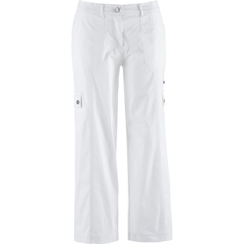 bpc bonprix collection Bonprix - Pantalon 7/8 effet paper touch, jambes amples blanc pour femme