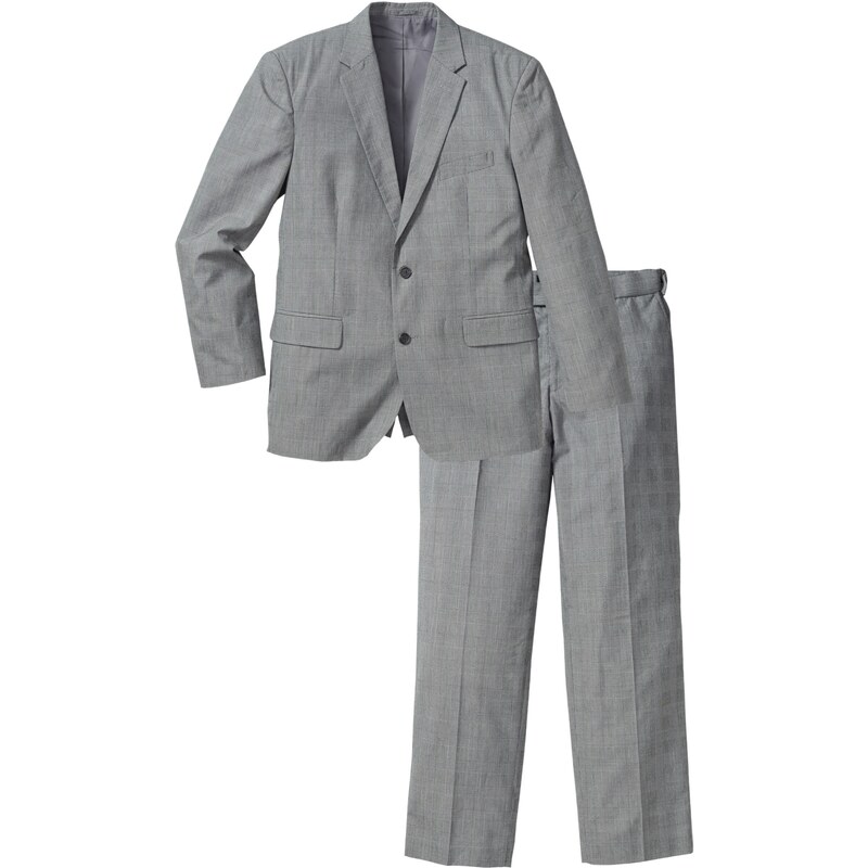 bpc selection Bonprix - Costume (2 pces.) Regular Fit gris manches longues pour homme