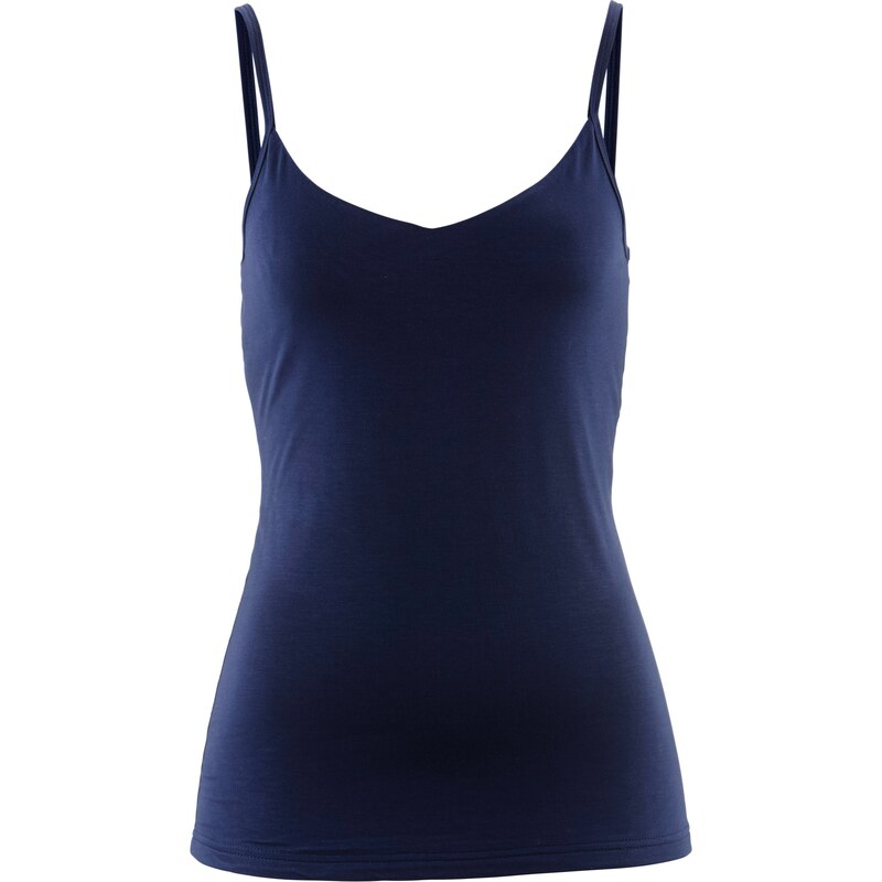 bpc selection premium Bonprix - Top en double épaisseur devant bleu sans manches pour femme