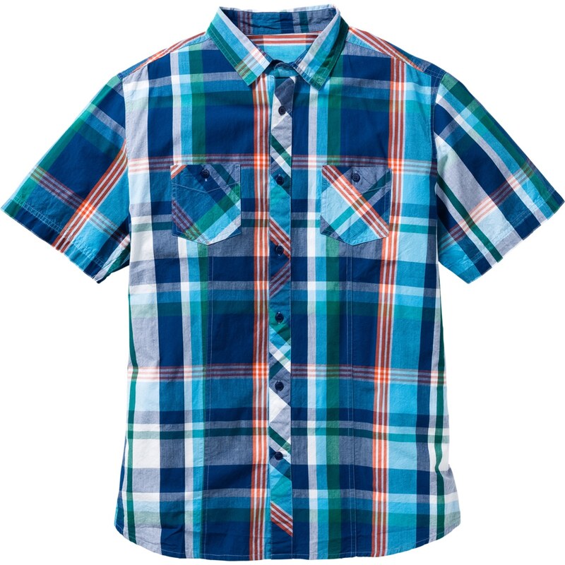 bpc bonprix collection Bonprix - Chemise manches courtes à carreaux bleu pour homme