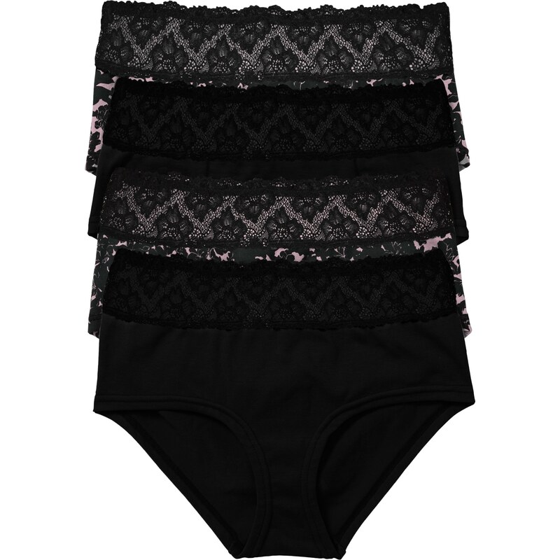 bpc selection Bonprix - Lot de 4 maxi culottes noir pour femme