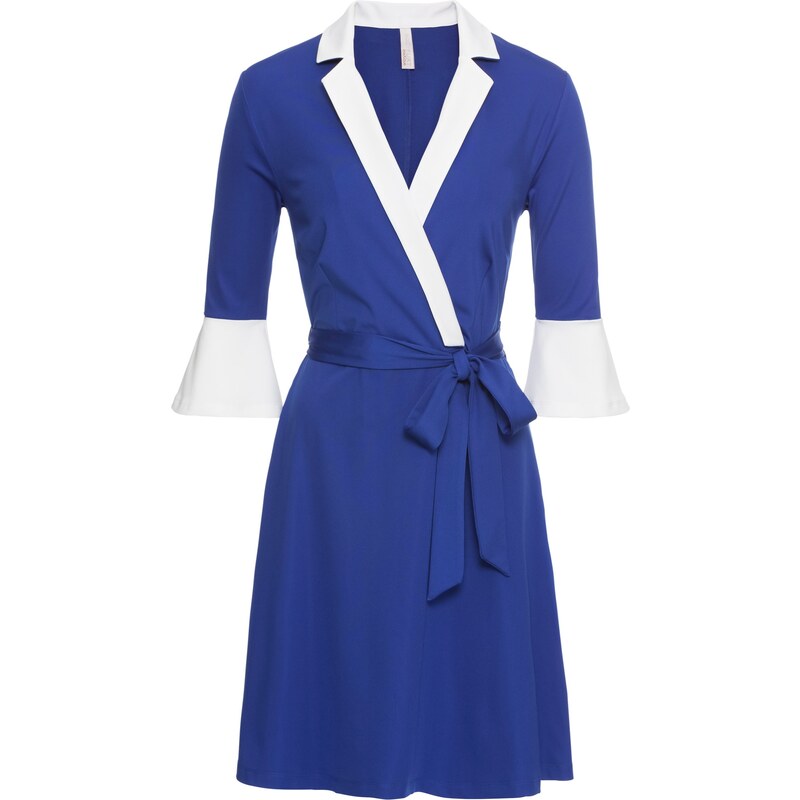BODYFLIRT boutique Bonprix - robe d'été Robe avec col et manches à volant bleu pour femme