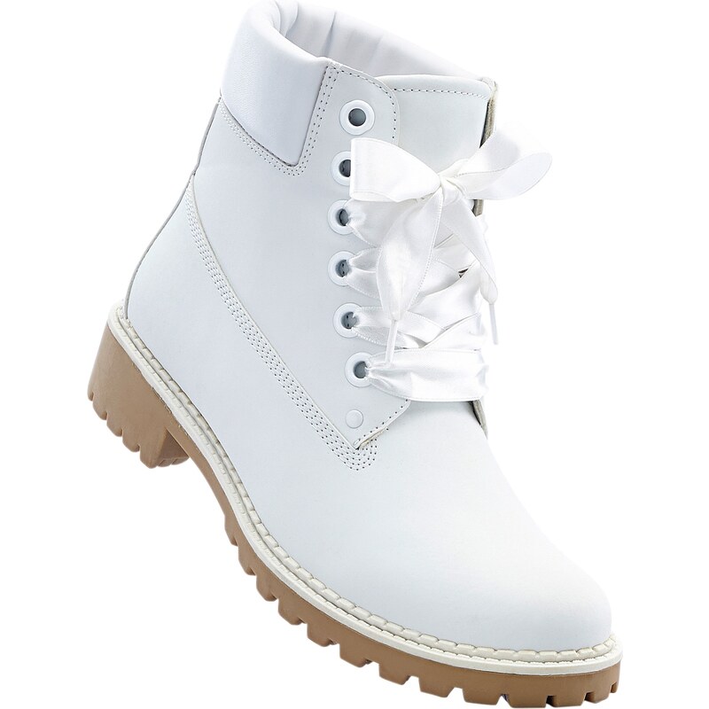 RAINBOW Bonprix - Boots à lacets blanc pour femme