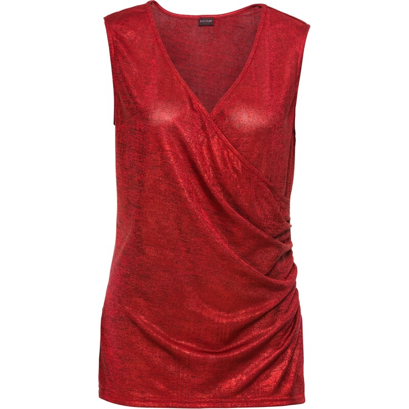 BODYFLIRT Bonprix - T-shirt irisé rouge mancherons pour femme