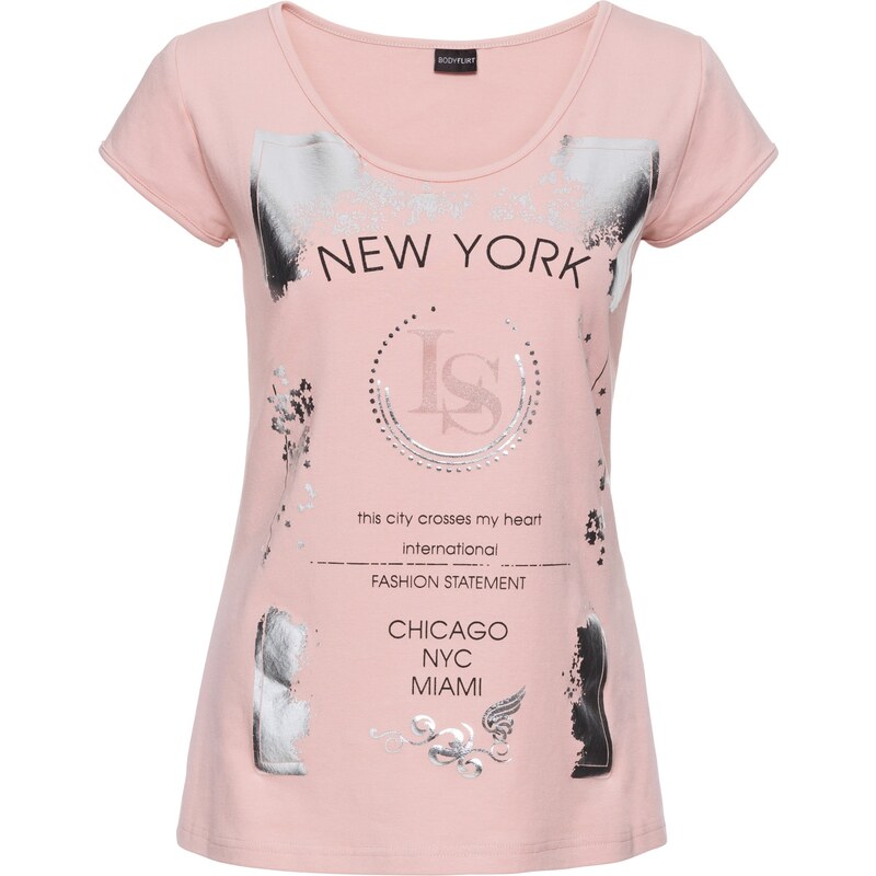 BODYFLIRT Bonprix - T-shirt rose manches courtes pour femme